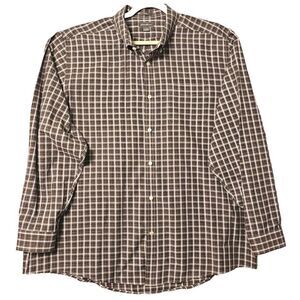 Eddie Bauer Relaxed Long Sleeve Button Shirt Grandpa Cottagecore Plaid Brown 2XL